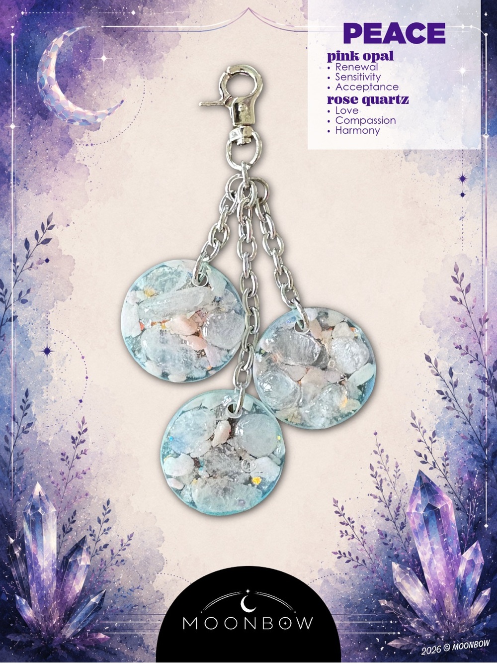 Moonbow Handmade Charm - Pink Opal, Rose Quartz
